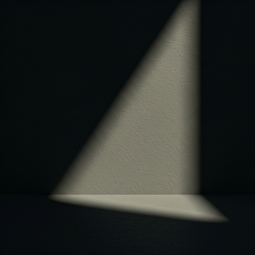 Minimalist architectural detail of a concrete building with dramatic shadows and a single streak of morning light hitting a dark textured wall